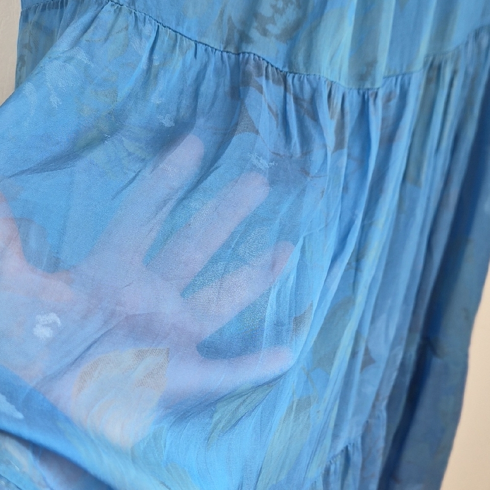 GUISY Blue Sheer Maxi Dress - Lightweight Layered Women's Dress - Picture 9 of 14